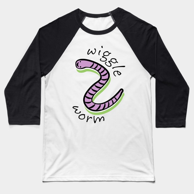 Cute Animal Wiggle Worm Baseball T-Shirt by evisionarts